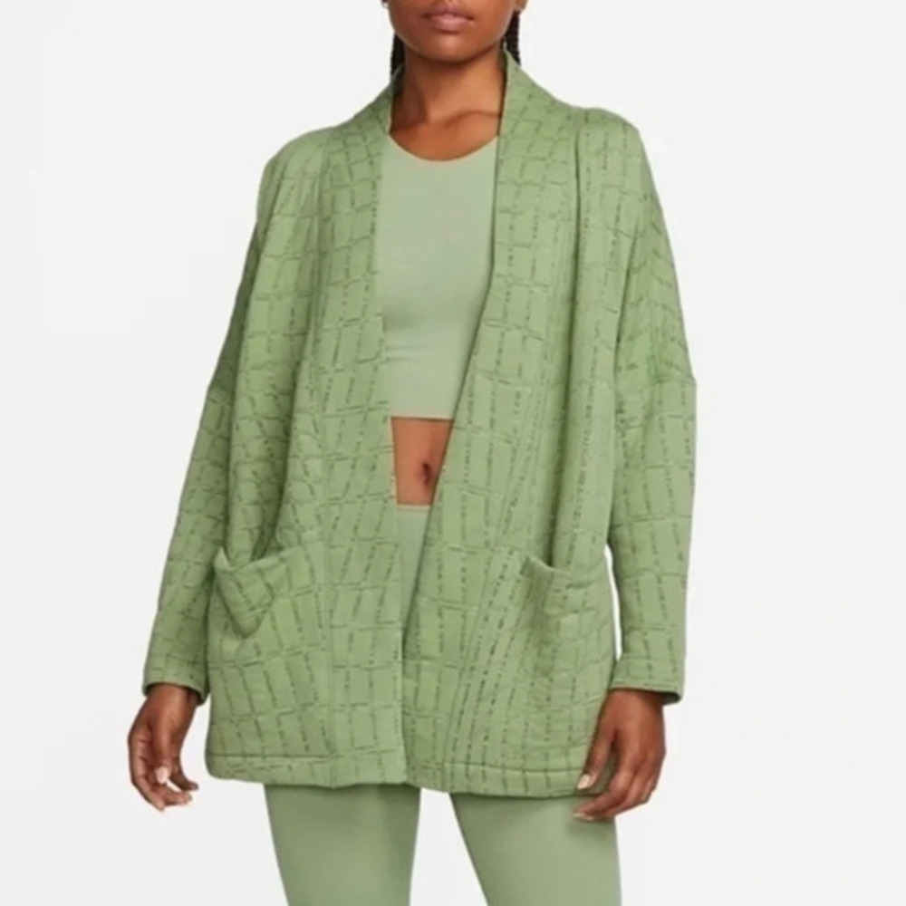 Nike Womens Yoga Therma Fit Jacquard Reversible Oversized Kimono Top  Large
